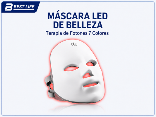 Mascarilla facial de terapia fotónica LED de 7 colores