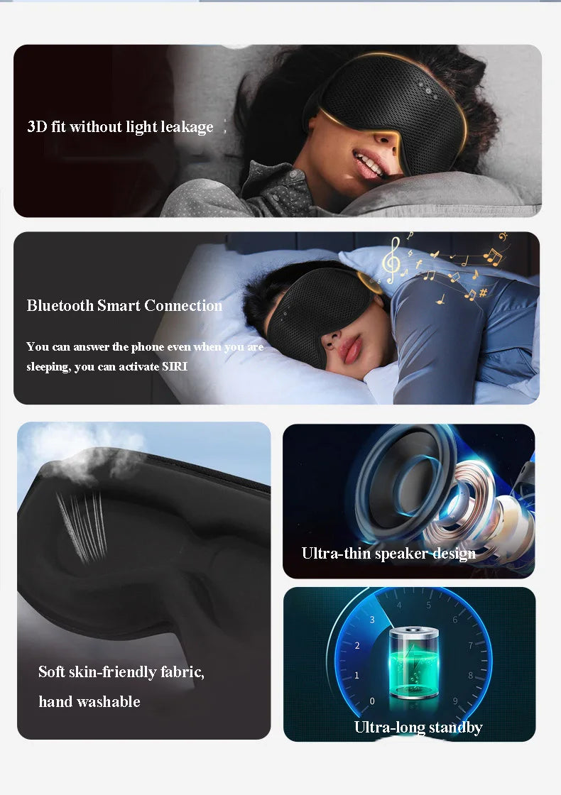 Antifaz Bluetooth 3D para Dormir con Música — BestLife