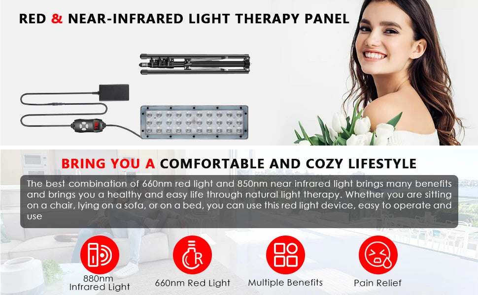 Panel de Terapia de Luz Roja LED 660nm + 850nm — BestLife
